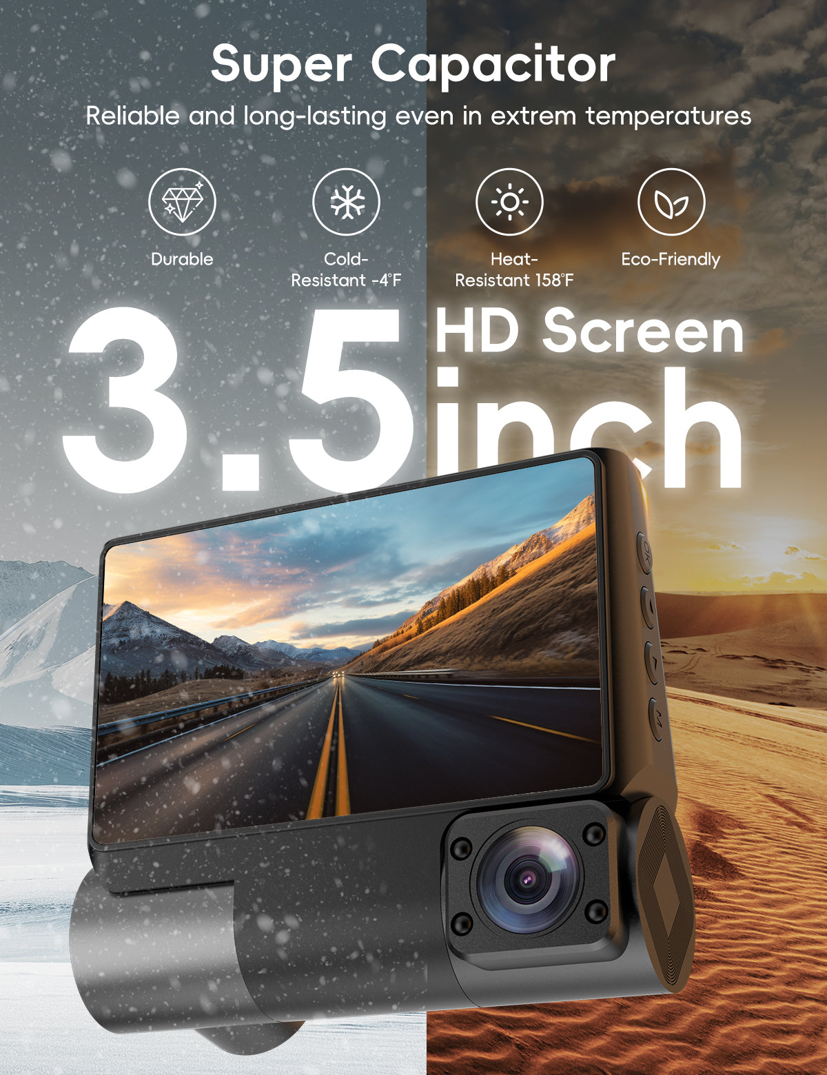 MiraFace X9, 2.5K+720P+720P 3-Channel Dash Cam, 32GB Card Included