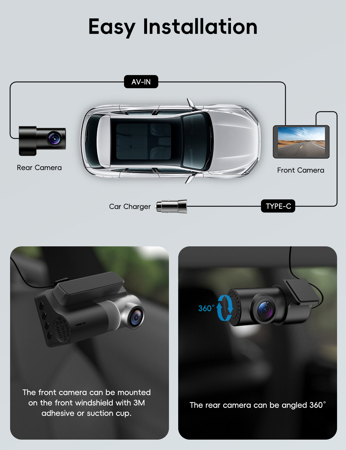 MiraFace X2, 4K+1080P Front & Rear Dash Cam, 32GB Card Included